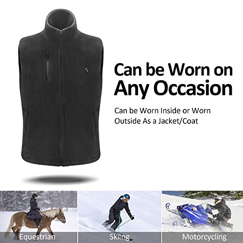 LIFEBEE Chaleco Calefactable EléCtrico, Chaleco Térmico Eléctrico Lavable Hombres y Mujeres Temperatura Ajustable USB Chaleco Cálido de Invierno para Cámping Excursionismo Esquiar (Negro, M)