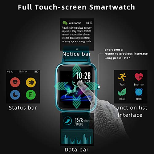 LIFEBEE Smartwatch, Reloj Inteligente Impermeable IP68 para Hombre Mujer niños, Pulsera de Actividad Inteligente con Monitor de Sueño Contador de Caloría Pulsómetros Podómetro para Android iOS