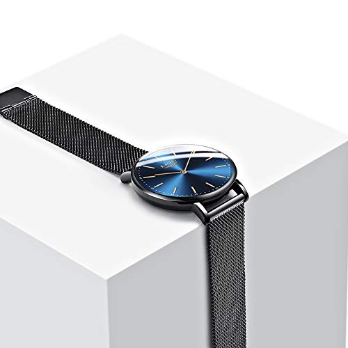 LIGE Relojes Hombre Azul Ultrafino Impermeable Acero Inoxidable Reloj Hombre Moda Simple Negocios Analógico Cuarzo Relojes