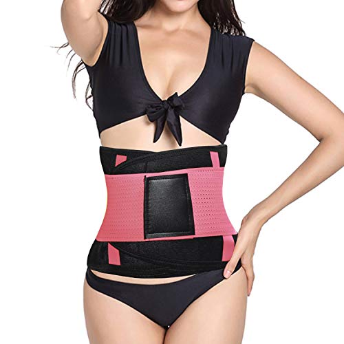 LiGG LiGG Faja Reductora Adelgazante de Neopreno Faja Abdomen Adelgazar Respirable Faja Adelgazante Quema Grasa Faja Lumbar Abdominal para Sudar y Adelgazar Mujer y Hombre,Rosa,S