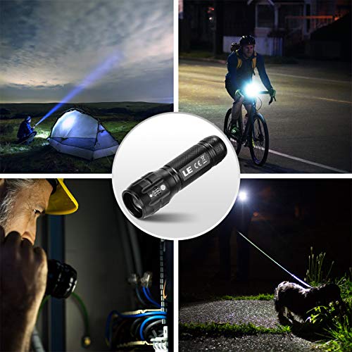Lighting EVER LE Luz LED de Bicicleta, Linterna Bicicleta Impermeable, Zoom Regulable, Potente 3 Modos 200 lúmenes, Luz Delantera y Luz Trasera, Reflector, para Ciclismo Pilas Incluidas
