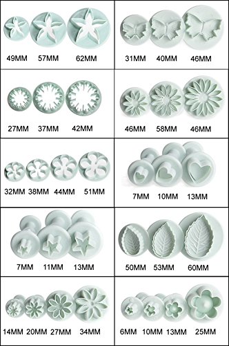 LIHAO 33 piezas Cortador Fondant Expulsor para Fondant Tarta
