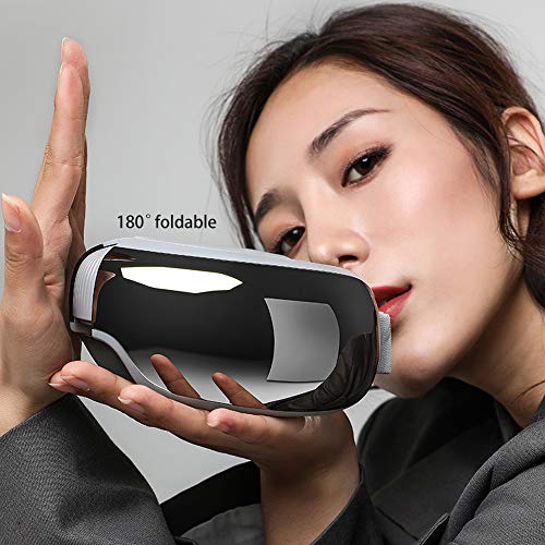Lijun Masajeador de Ojos,Masajeador Ojos,Masajeador Electrónico Plegable Recargable con Compresión del Calor y Bluetooth Música,para Ojo Seco Relajarse Visión Ojo Oscuro Círculos Estrés