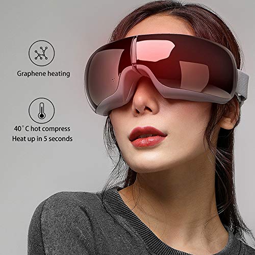 Lijun Masajeador de Ojos,Masajeador Ojos,Masajeador Electrónico Plegable Recargable con Compresión del Calor y Bluetooth Música,para Ojo Seco Relajarse Visión Ojo Oscuro Círculos Estrés