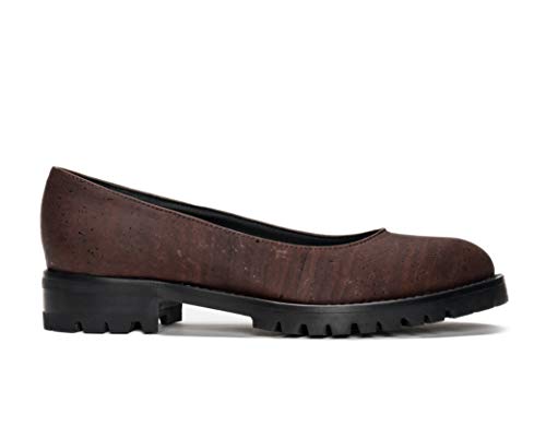 Lili Cork - Bailarina con tacón y Suela Dentada en Corcho orgánico con Forro Transpirable Anti-Rozaduras y Acolchada (Numeric_40)