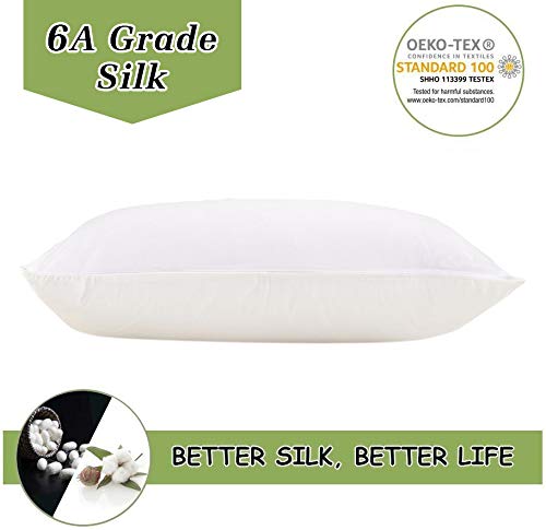 Lilysilk 1008-04-W-DB - Funda De Almohada Una Cara De 100% Seda De 19 Momme Y Otra De 100% Algodón 50x75CM Blanco 1 Unidad Embalaje de Blosa