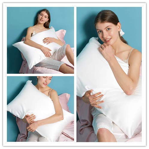 Lilysilk Funda de almohada de seda, 1 pieza, antiácaros, cuidado del Cabello, Protector de almohada, 19 Momme, blanco, 50x75cm