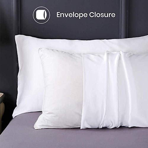 Lilysilk Funda de almohada de seda, 1 pieza, antiácaros, cuidado del Cabello, Protector de almohada, 19 Momme, blanco, 50x75cm