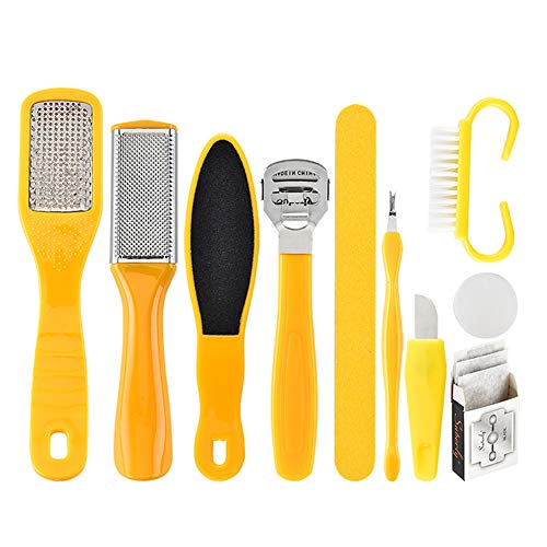 Lima de Pies,Kit de Pedicura,Pedicure Foot File,10 en 1 Kit de herramientas de pedicura profesional, Conjunto de pie de Acero Inoxidable Escofina de pie Remover la Piel Muerta Para el Cuidado