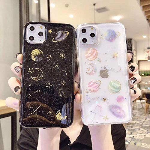 LIMITED Bling Luna Planeta Estrellas Teléfono Caso para iPhone 11 11Pro MAX XS MAX XR X 6S 6 7 8 Plus Cubierta Fundas De Dibujos Animados (Style 1,For iPhone XS)