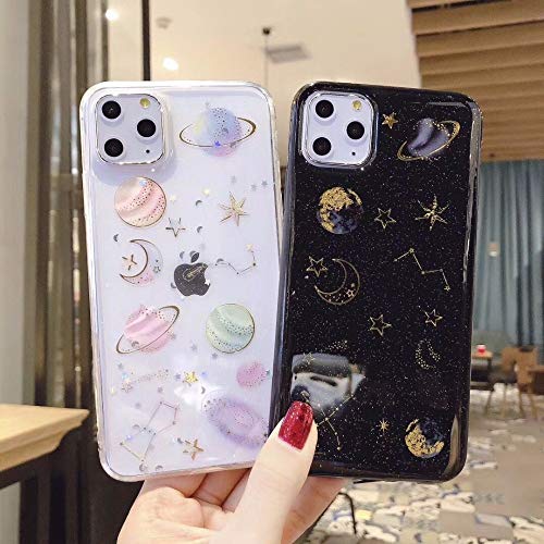 LIMITED Bling Luna Planeta Estrellas Teléfono Caso para iPhone 11 11Pro MAX XS MAX XR X 6S 6 7 8 Plus Cubierta Fundas De Dibujos Animados (Style 1,For iPhone XS)