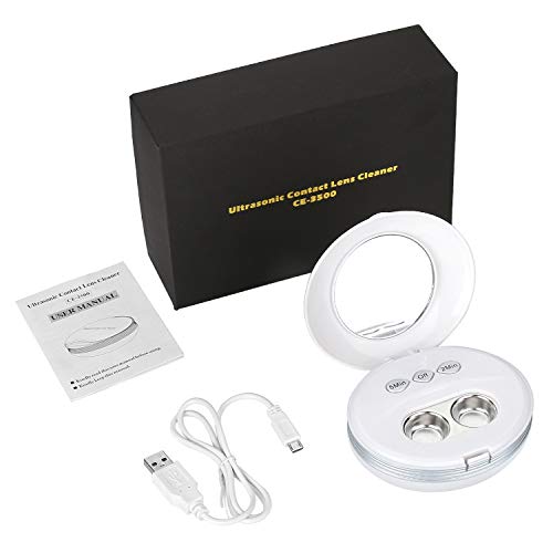 Limpiador de lentes de contacto, limpiador ultrasónico de lentes de contacto con cargador USB, ajuste de lente suave, lente duro, lentes de contacto, lentes de color, lentes RGP y lentes OK