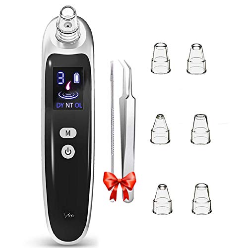 Limpiador de Poros, BUDDYGO Eliminador de Puntos Negros Limpiador Facial Blackhead Remover Extractor Puntos Negros Electrónico Recargable con Pantalla LED, 6 Cabezas y 3 Modos para Espinillas y Acné