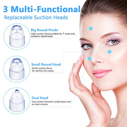 Limpiador de Poros, EWEIMA Limpiador Facial Electrico Extractor Puntos Negros Limpiador Facial Succionador de Puntos Negros USB Recargable con Pantalla LED, 4 Cabezales y 5 Modos