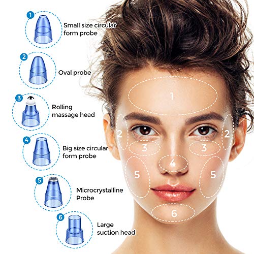 Limpiador de Poros, Extractor de punto negro Extractor de espinillas eléctrico Purificador de poros recargable Dispositivo de belleza facial con 6 sondas 5 modos