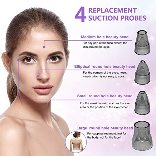 Limpiador de Poros, fayleer Succionador de Puntos Negros Potente Extractor Succionador de Poros Limpia Blackhead Poros Recargable con Pantalla LED, 4 Cabezales y 3 Modos para Espinillas y Acné