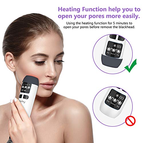 Limpiador de Poros, fayleer Succionador de Puntos Negros Potente Extractor Succionador de Poros Limpia Blackhead Poros Recargable con Pantalla LED, 4 Cabezales y 3 Modos para Espinillas y Acné