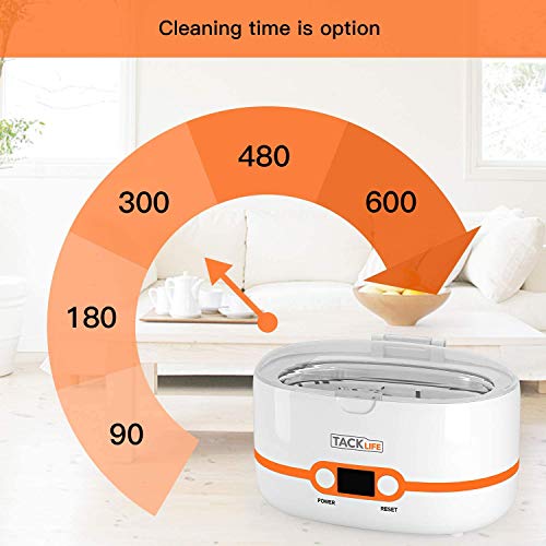 limpiador por ultrasonidos,Tacklife-MUC02 Limpiador ultrasúnico 600ml, Mini Limpiador de hogar con 5 programas de tiempo diferentes, es un profesional limpiador de Joyería/Reloj/CD/Gafas y Dientes