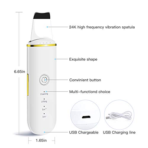 Limpiador Ultrasónico Facial, Skin Scrubber, Exfoliación de Cara, 4 Modos para Limpiar los Poros y Cuidar la Piel, USB Recargable, Dispositivo de Belleza