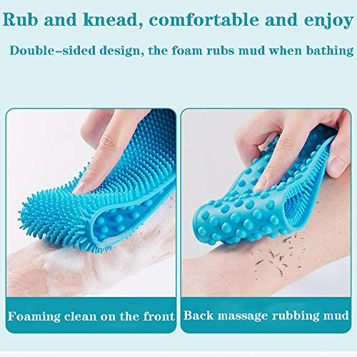Limpiar Espalda Y Euerpo Cinturón Exfoliante Lavado Limpio Masaje Cepillo Baño, Toalla De Baño Casera De Doble Cara De Tira Larga Fuerte De Silicona