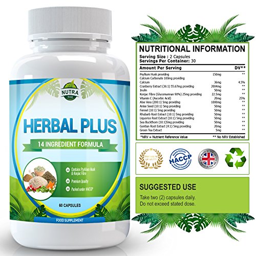 Limpieza y Depuración de Colon, suplemento de fibra con: Psyllium, konjac, Aloe vera y té verde. Laxante natural que alivia gases, distensión y estreñimiento. Elimina las toxinas – 60 cápsulas