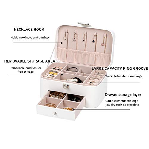 LIMUZI Caja joyero de Doble Capa de la joyería de la joyería de Almacenamiento portátil for el Anillo, Pendientes, Collares, Pulseras for, Regalo de Boda del cumpleaños