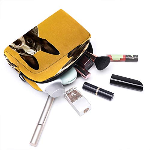 Linda bolsa de maquillaje de bulldog francés amarilla, bolsa de maquillaje, organizador para viajes, portátil, para niñas, mujeres