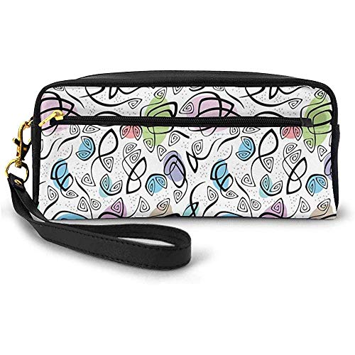 Líneas abstractas punteadas y Manchas de Color de Fondo Expresionismo Inspiraciones Pequeña Bolsa de Maquillaje Estuche de lápices 20cm * 5.5cm * 8.5cm
