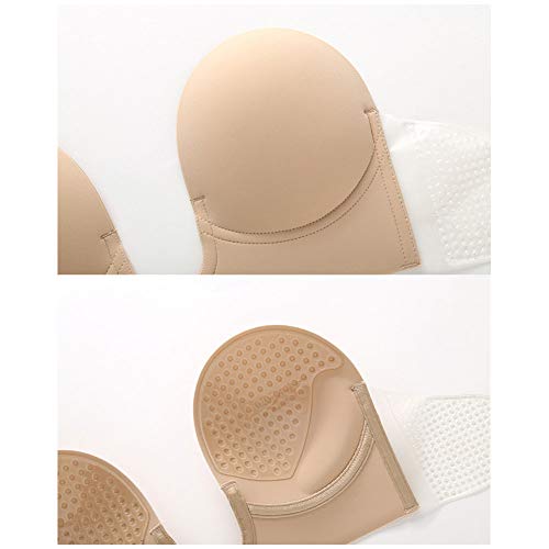 Lingerie-YJ Sujetador Adhesivo Push up Invisible sin Espalda, ujetador Adhesivo de Silicona, Sujetador sin Tirantes Push up de Silicona Reutilizable,2pcs(Flesh+Black),A