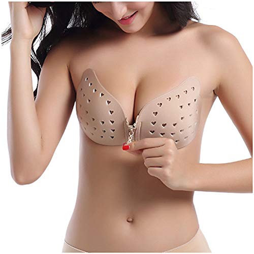 Lingerie-YJ Sujetador Invisible Adhesivo para Mujer sin Tirantes Silicona Reutilizable Push Up Autoadhesivo Bra con Gel Adhesivo,2pcsFlesh,B
