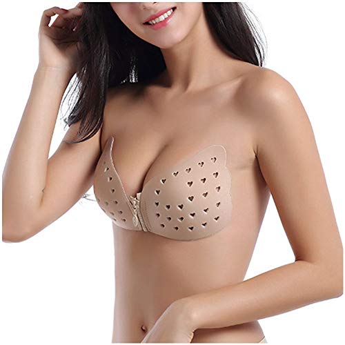 Lingerie-YJ Sujetador Invisible Adhesivo para Mujer sin Tirantes Silicona Reutilizable Push Up Autoadhesivo Bra con Gel Adhesivo,2pcsFlesh,B