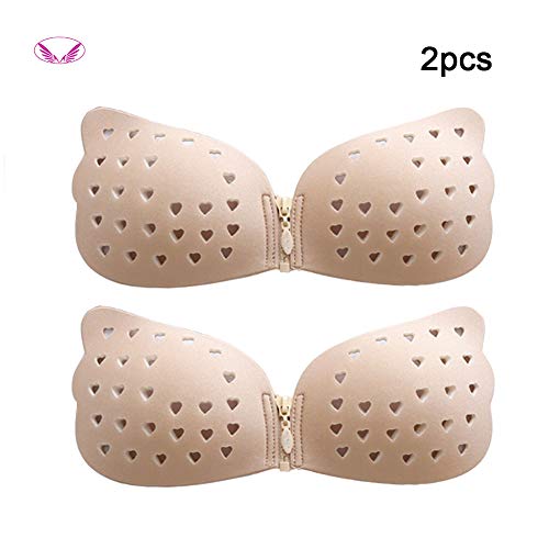 Lingerie-YJ Sujetador Invisible Adhesivo para Mujer sin Tirantes Silicona Reutilizable Push Up Autoadhesivo Bra con Gel Adhesivo,2pcsFlesh,B