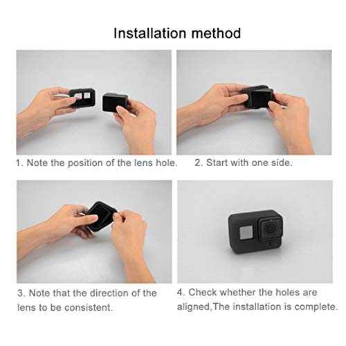 Linghuang Funda Protectora de Silicona con Tapa de Lente para GoPro Hero (2018) 7 Negro / 6/5 /7 White / 7 Silver /6/5(Black) (Negro)