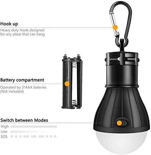 Linkax Lámpara Camping LED,Linterna para Camping,[3 Unidades] Portátil Bombilla Tienda de Camping,Luz Camping para Emergencias, Senderismo,Pesca y Otros Actividades al Aire Libre