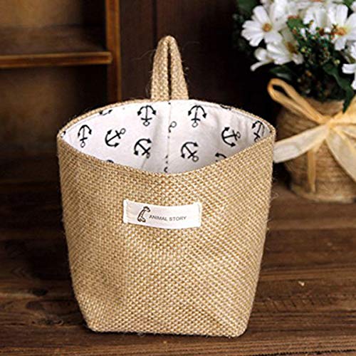 Lino y algodón bolsa de almacenamiento cesta plegable bolsa de almacenamiento cesta con asa,organizar caja para armario de casa (Paquete De 4)