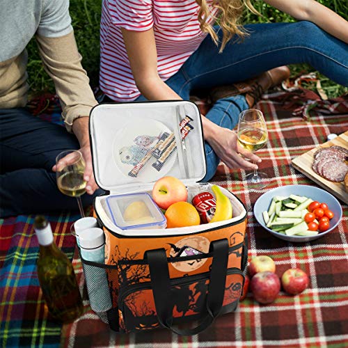 LINPM Bolsa más Fresca, Fondo de Halloween Siluetas Niños Truco Tratar 15l Bolsa de Almuerzo aislada Grande Enfriador de Picnic, Enfriador Suave