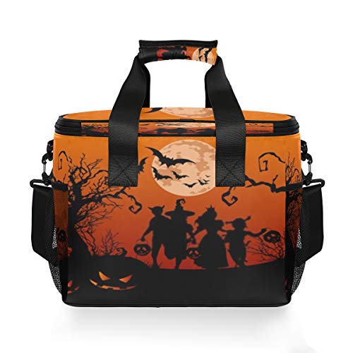 LINPM Bolsa más Fresca, Fondo de Halloween Siluetas Niños Truco Tratar 15l Bolsa de Almuerzo aislada Grande Enfriador de Picnic, Enfriador Suave