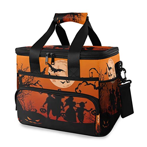 LINPM Bolsa más Fresca, Fondo de Halloween Siluetas Niños Truco Tratar 15l Bolsa de Almuerzo aislada Grande Enfriador de Picnic, Enfriador Suave