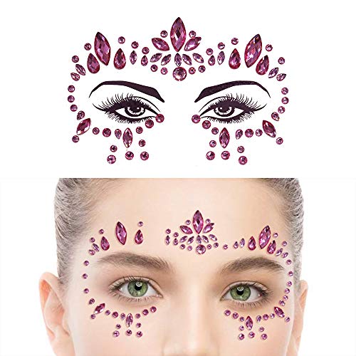 LINVINC Gemas Faciales - Pegatinas de Joyas Faciales Tatuaje temporal Cara Cejas Pegatinas corporales para la fiesta del festival,YT-59