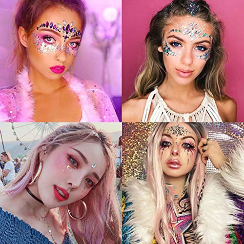 LINVINC Gemas Faciales - Pegatinas de Joyas Faciales Tatuaje temporal Cara Cejas Pegatinas corporales para la fiesta del festival,YT-59