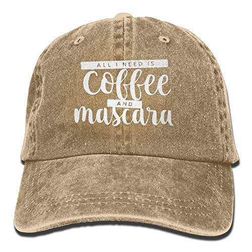 Lionel Philip Clásico Deportes Casual Sombrero para el Sol Liso Todo lo Que Necesito es café y rímel Gorra de béisbol Unisex de Mezclilla Jeanet Gorra de Caza Ajustable para Hombres o Mujeres