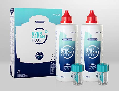 Líquido de lentillas AVIZOR EVER CLEAN PLUS 2X350 ml. NUEVA Solución para limpieza y desinfección de todo tipo de lentes de contacto.