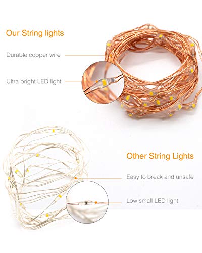 Litogo Guirnalda Luces Pilas, Luces LED Pilas[2 PCS], Luces LED Habitacion 5m 50 LED Luces de Cadena Micro con Pilas de Alambre de Cobre para Decoración Interior Bodas Fiesta de Navidad …