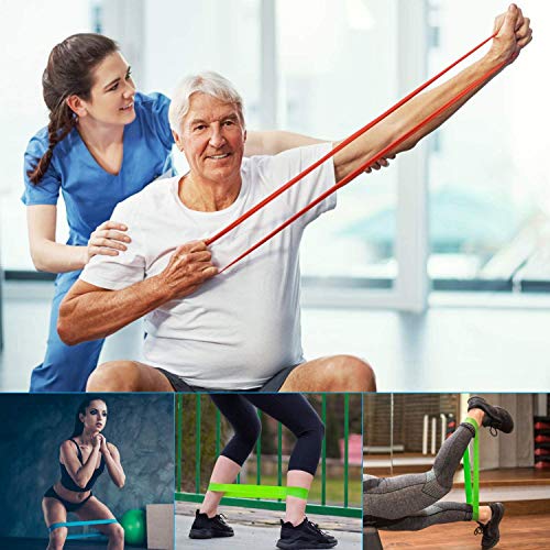 LITSPOT Fitness Elastics, [Set de 5] Resistance Elastics Elastic Band Bandas de látex Natural con Instrucciones para Hacer Ejercicio en Italiano y Bolsa de Transporte para Crossfit, Yoga, Pilates