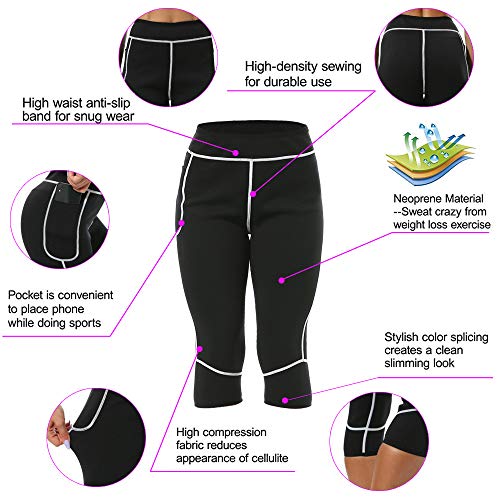Litthing Pantalones para Adelgazar Neopreno Mujer Deportivos Pantalones Sauna Pantalón de Sudoración Adelgazar Pantalón Quema Grasa Mallas Termicos de Neopreno