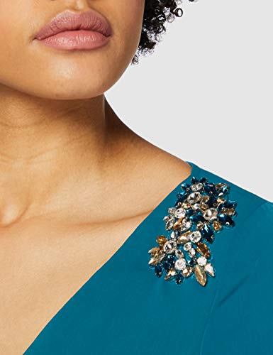 Little Mistress Anja Hand-Embellished Mini Wrap Dress Vestido Fiesta Mujer, Turquesa (Blue Kingfisher 001), 44 (Talla del Fabricante: 16)