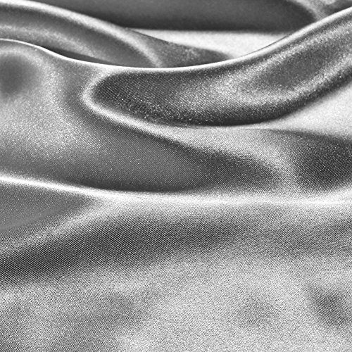 Littlegrasseu Conjunto Sábanas de Cama de Seda Funda Cubierta Kit para Edredón Satén Nórdica Bajera Almohada Suave para Casa 150 * 200 200 * 230 220 * 240cm(Gris, 1.2m)