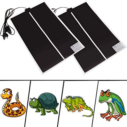 Liuer 2PCS Manta Termica Reptiles Ajustable Reptil Heat Mat con Control De Temperatura Reptiles-Estera de Calefacción para Reptiles,Tortugas,Serpientes,Lagarto,Gecko,Araña (20W)