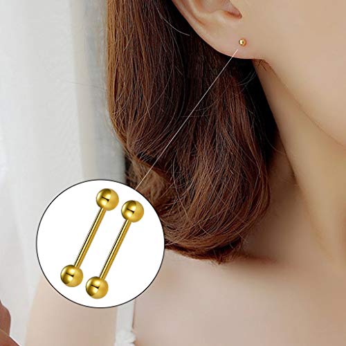 Liuxn 6 Pares 9/16 Pulgada Barras con Pesas de Lengua de Acero Inoxidable Aro de Piercing de Cuerpo Cartílago para Labio Pezón, 14 Gauge, 6 Colores
