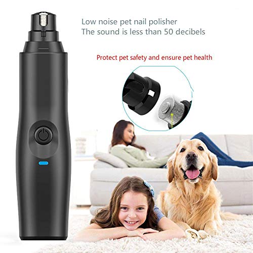Liuying Electric Pet Nail Grinder, Ultra Fast Silent Pet Nail File Trimmer, Replaceable Grinding Head, 3 Ports, USB Charging, Portable, Safe and Durable